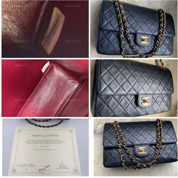 Authentic CHANEL Classic Lambskin Vintage Medium Large Flap Bag Black GHW - Picture 9 of 12